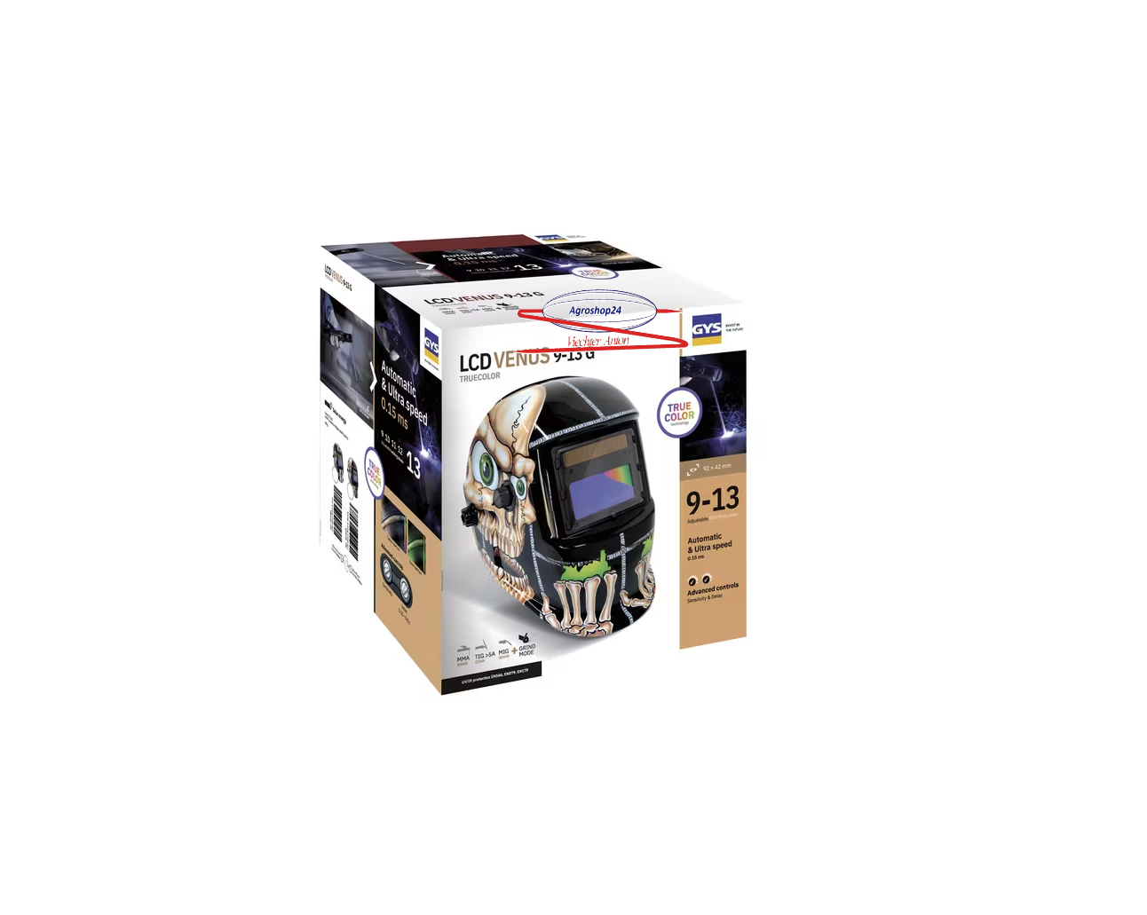 GYS Schweißhelm, LCD Venu 9/13 G, Bones True Color