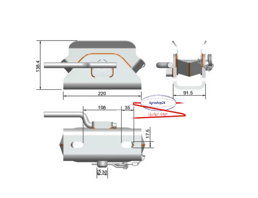 Zugmaul Anhängerkupplung SBR-80 80000kg