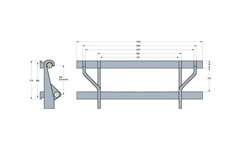Freisichtrahmen für Staplergabel Euronorm 1200/1000kg