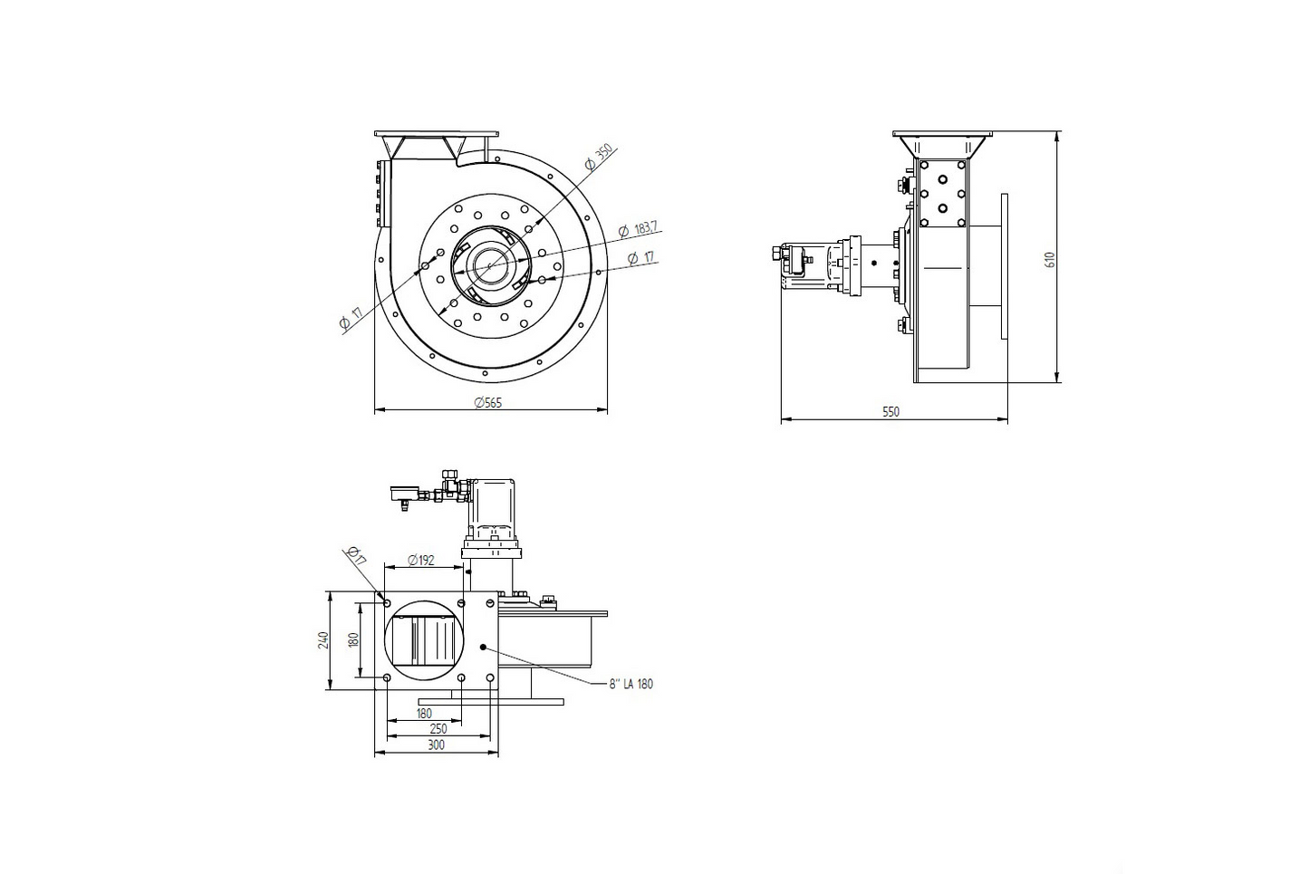 Turbobefüller für Vakuumfass »Typ 460 D« - mit Reinigungsklappe 8" / Rechtsanbau