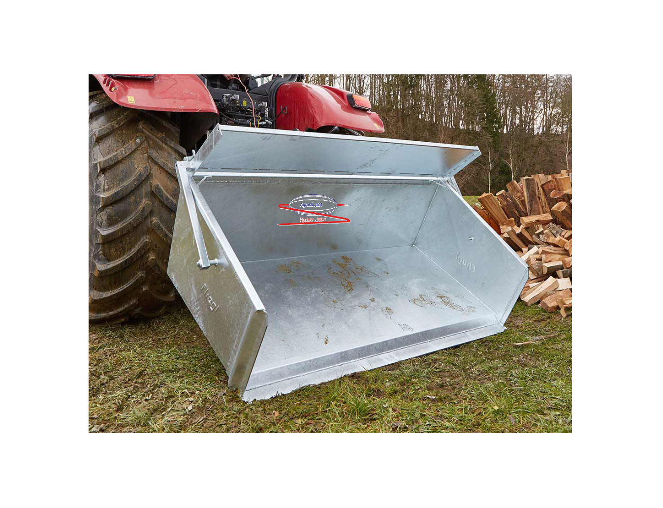 Fliegl Heckschaufel 1,2m bis 2,2m mechanische Heckmulde verzinkt, Heckcontainer Kat2