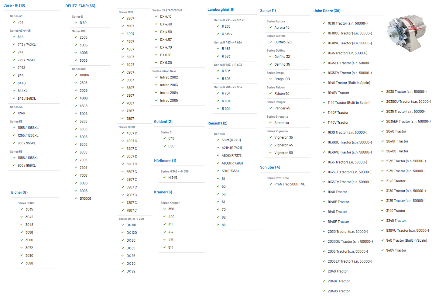 Generator Lichtmaschine 14V 33A Case Eicher Fendt Deutz Schlüter Same Goldini Claas