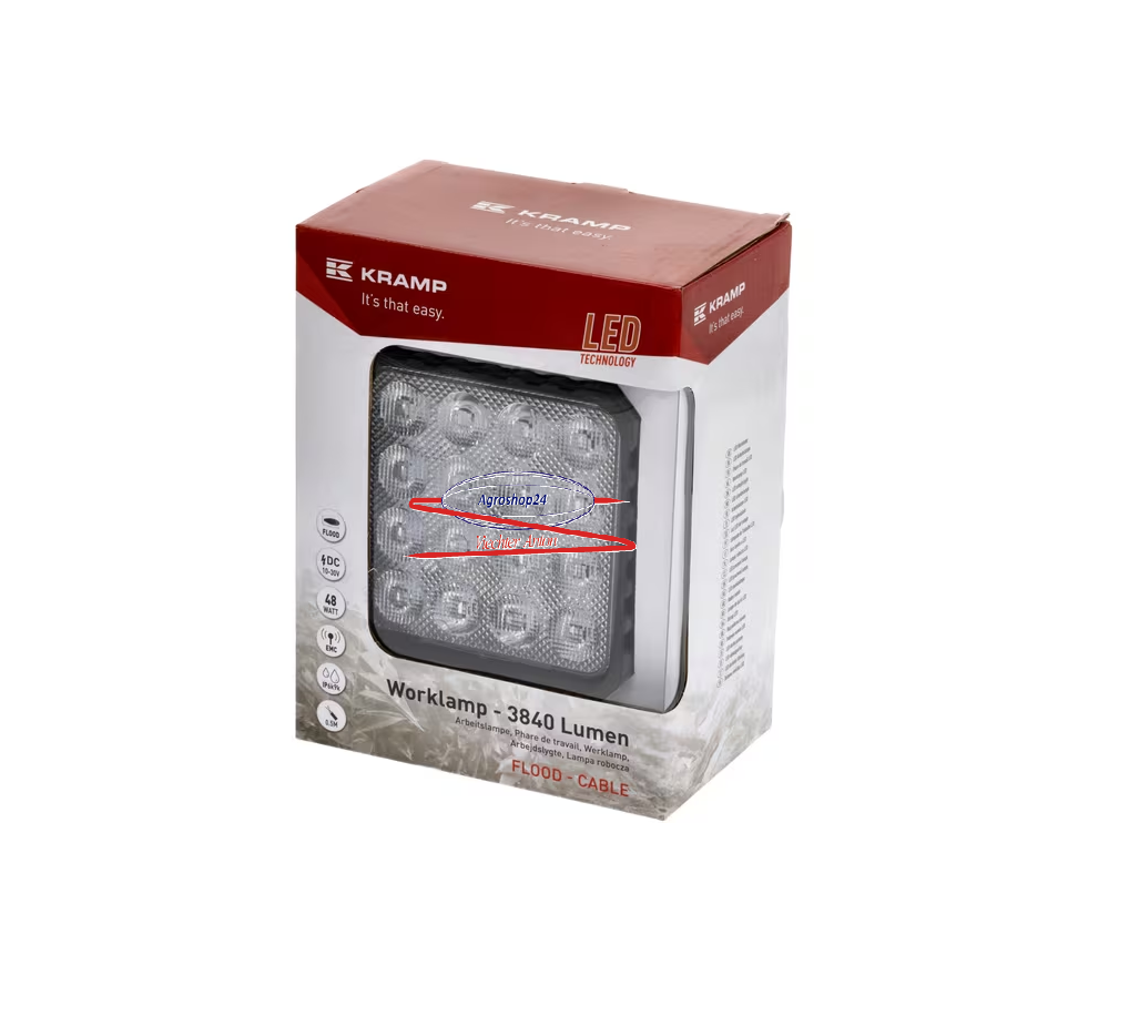 Arbeitsscheinwerfer LED, 48W, 3840lm, 10/30V, 159x54,5x112mm, Flutlicht, 16 LED's,