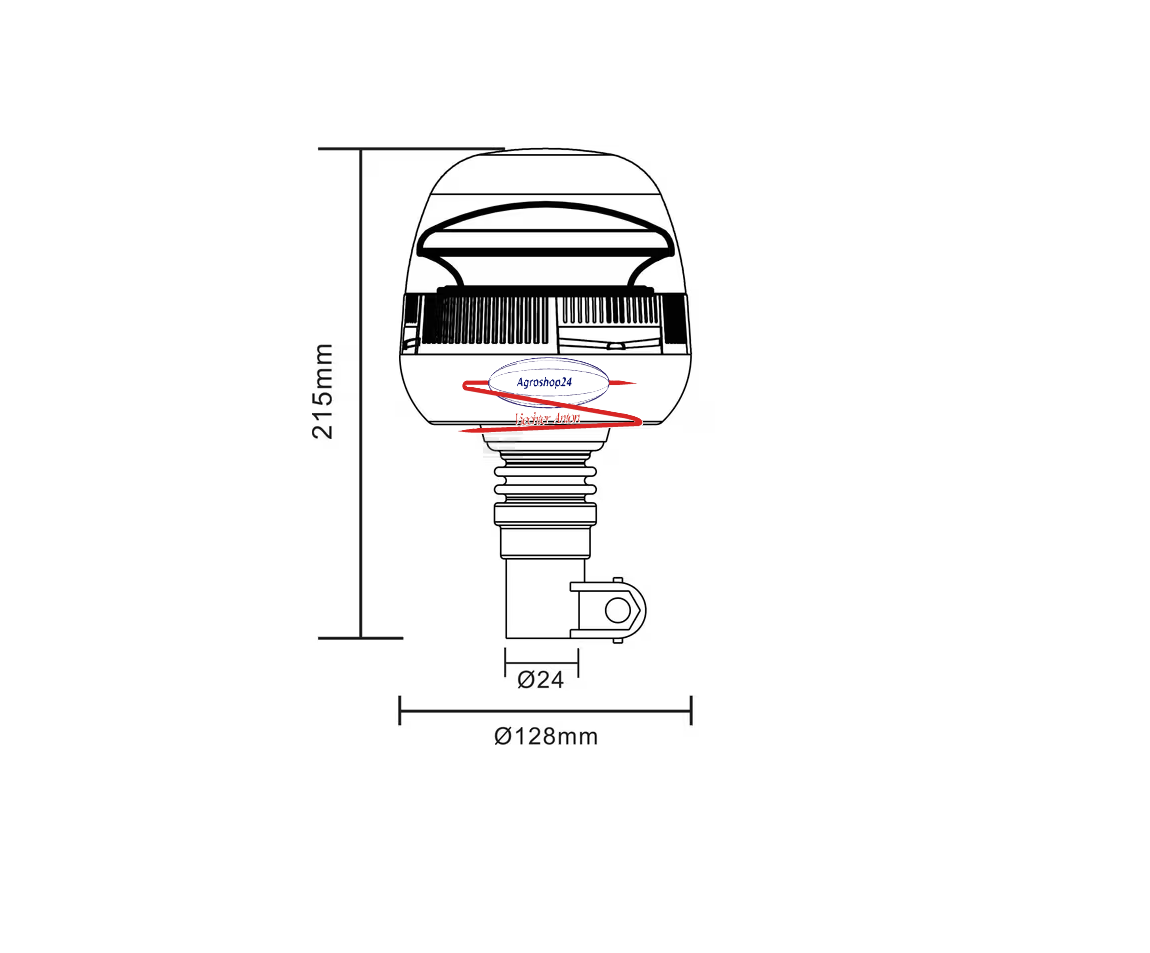 Warnleuchte Rundumleuchte LED, 24W, 12-24V, Ø 128mm,