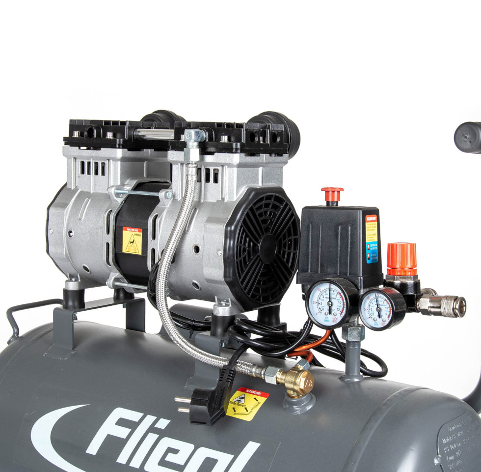 Flüsterkompressor 1,5 kW / 230 Volt / Ansaugleistung 240 l/min / Kessel 50 ltr.