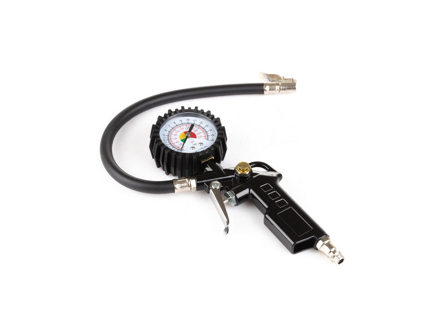 Reifenfüllpistole mit Manometer Ø 80mm u. Schnellkupplung / bis 16 Bar