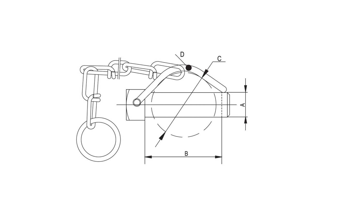 Rohrklappsplint mit Kette und Ring Ø 12mm, 14mm, 16mm, 19mm