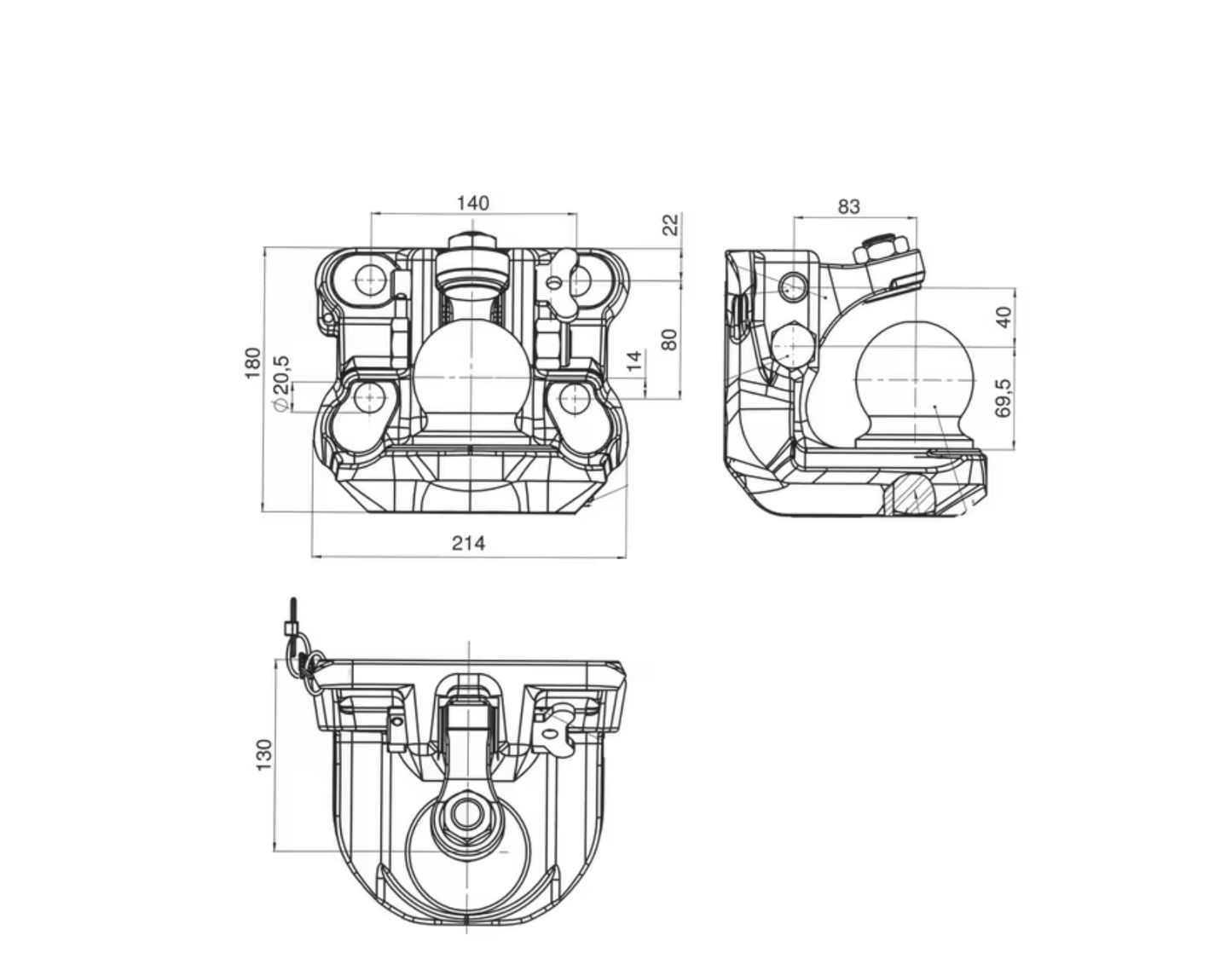 Scharmüller K80 Kugelkupplung 3000kg Traktor Anhänger
