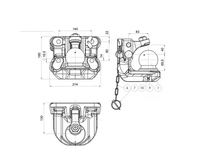 Versandrückläufer Scharmüller K80 Kugelkupplung 3000kg  140mm Traktor Anhänger