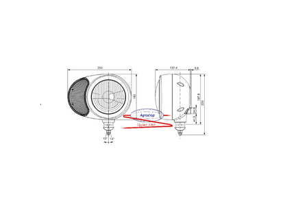 Cobo Hauptscheinwerfer mit Blinkleuchte 12V Ø 180mm rechtes