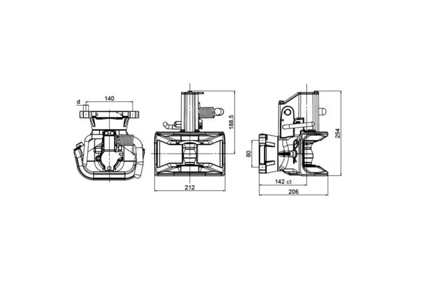 Zugmaul Anhängerkupplung  Flansch CHI 140x80mm Traktor