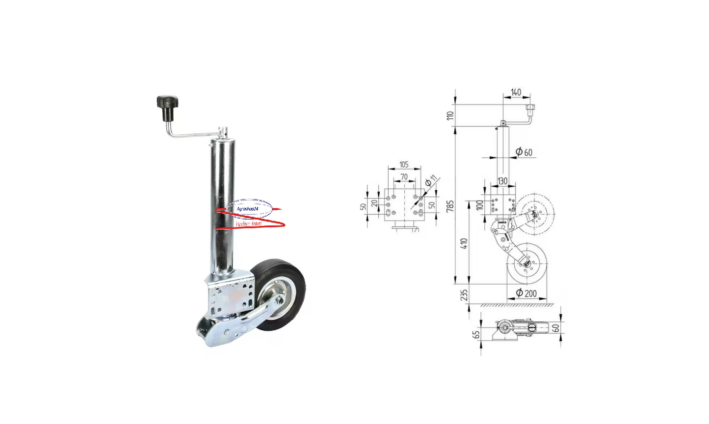 Knott Stützrad 200x60  250kg Anhänger Wohnwagen Kipper