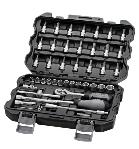GRANIT BLACK EDITION 1/4" Steckschlüssel-Satz, 45-tlg., metrisch