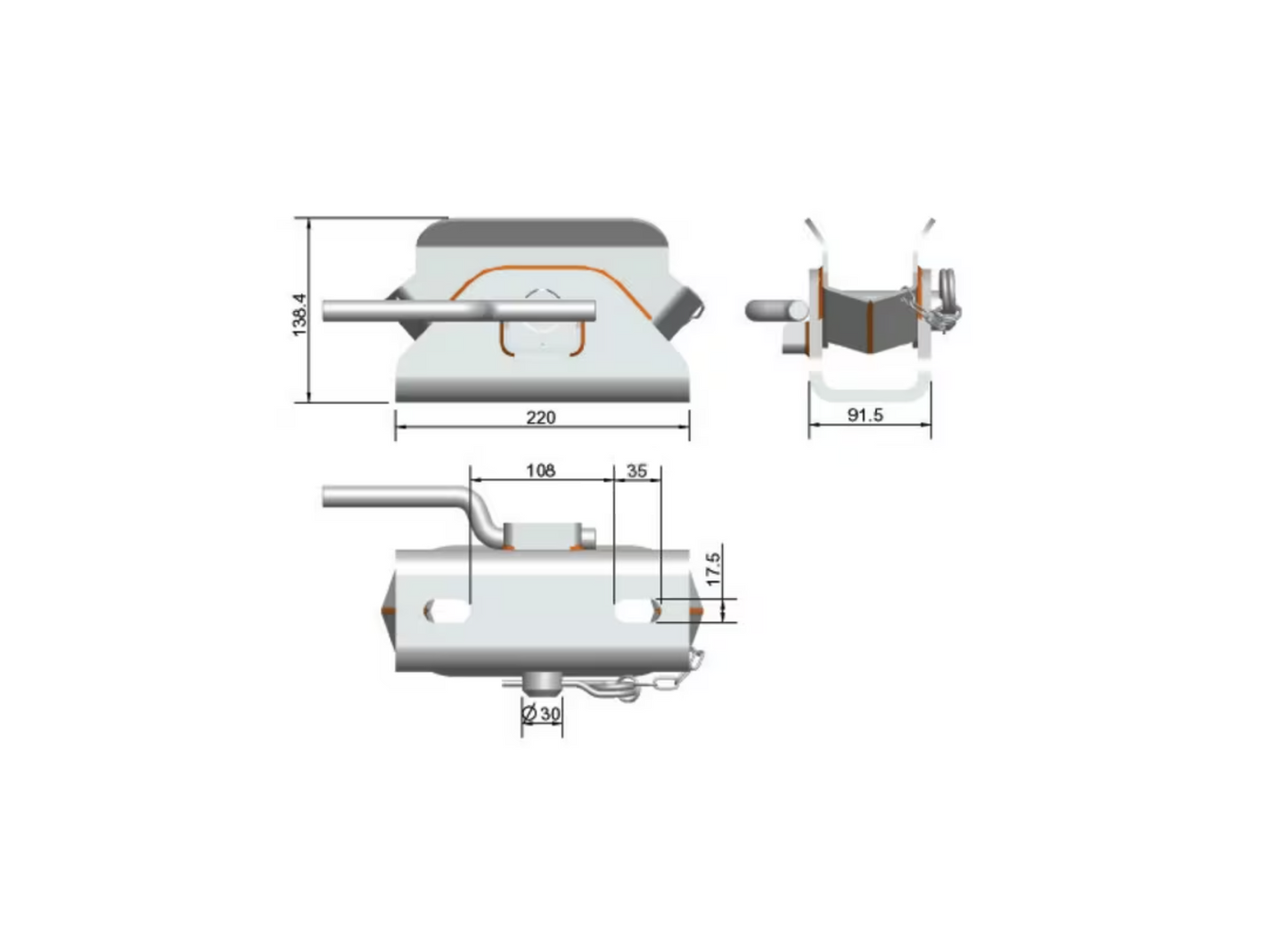 Zugmaul Anhängerkupplung SBR-80 8000kg Anhänger Kipper Gummiwagen