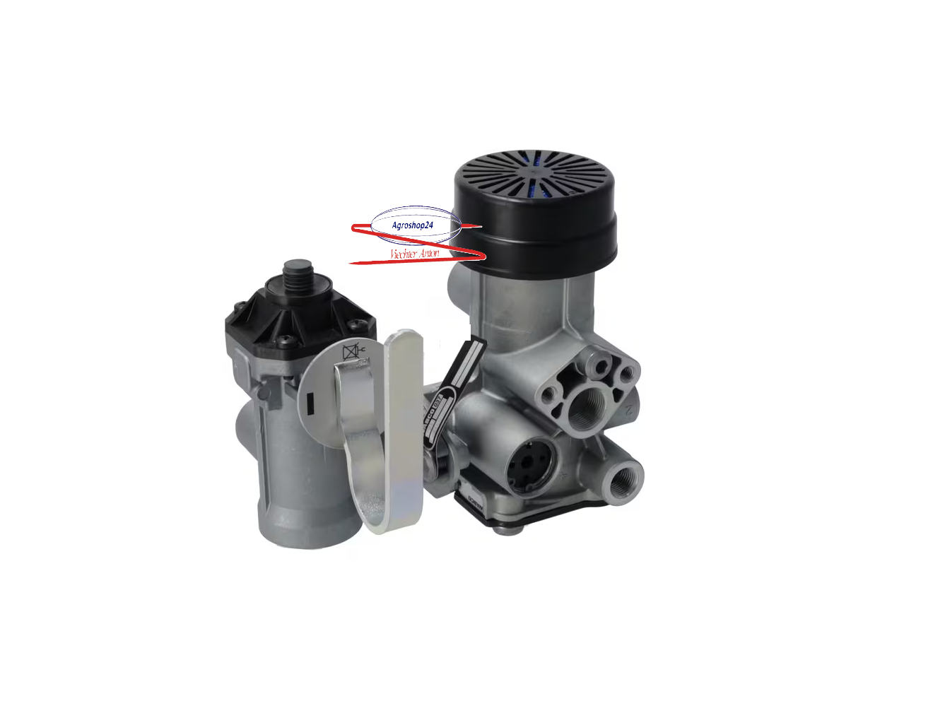 Relais-Notventil und LS man. Anhänger  Bremsventil Zweikreis mit Handregler Wabco