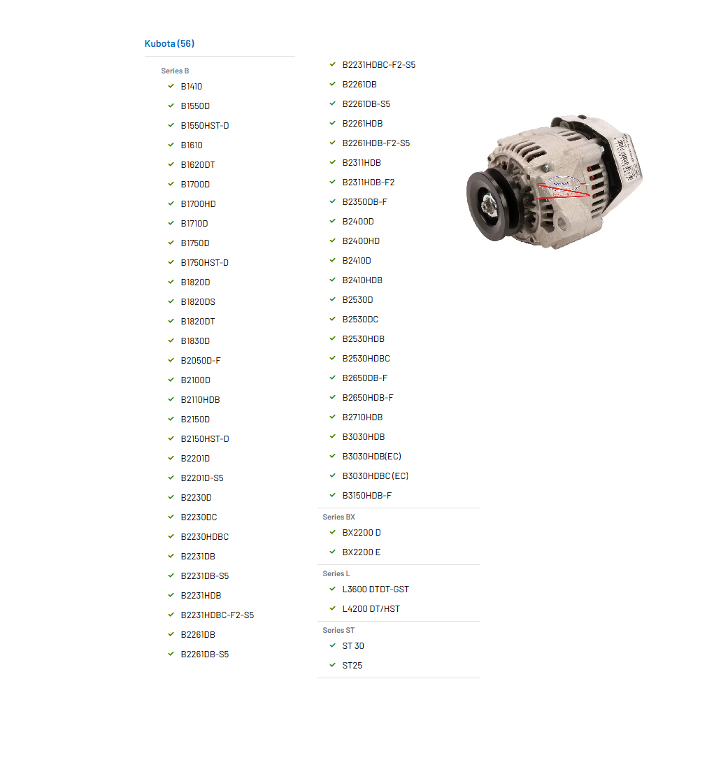 Generator Lichtmaschine 14V 40A Kramp passend für Kubota