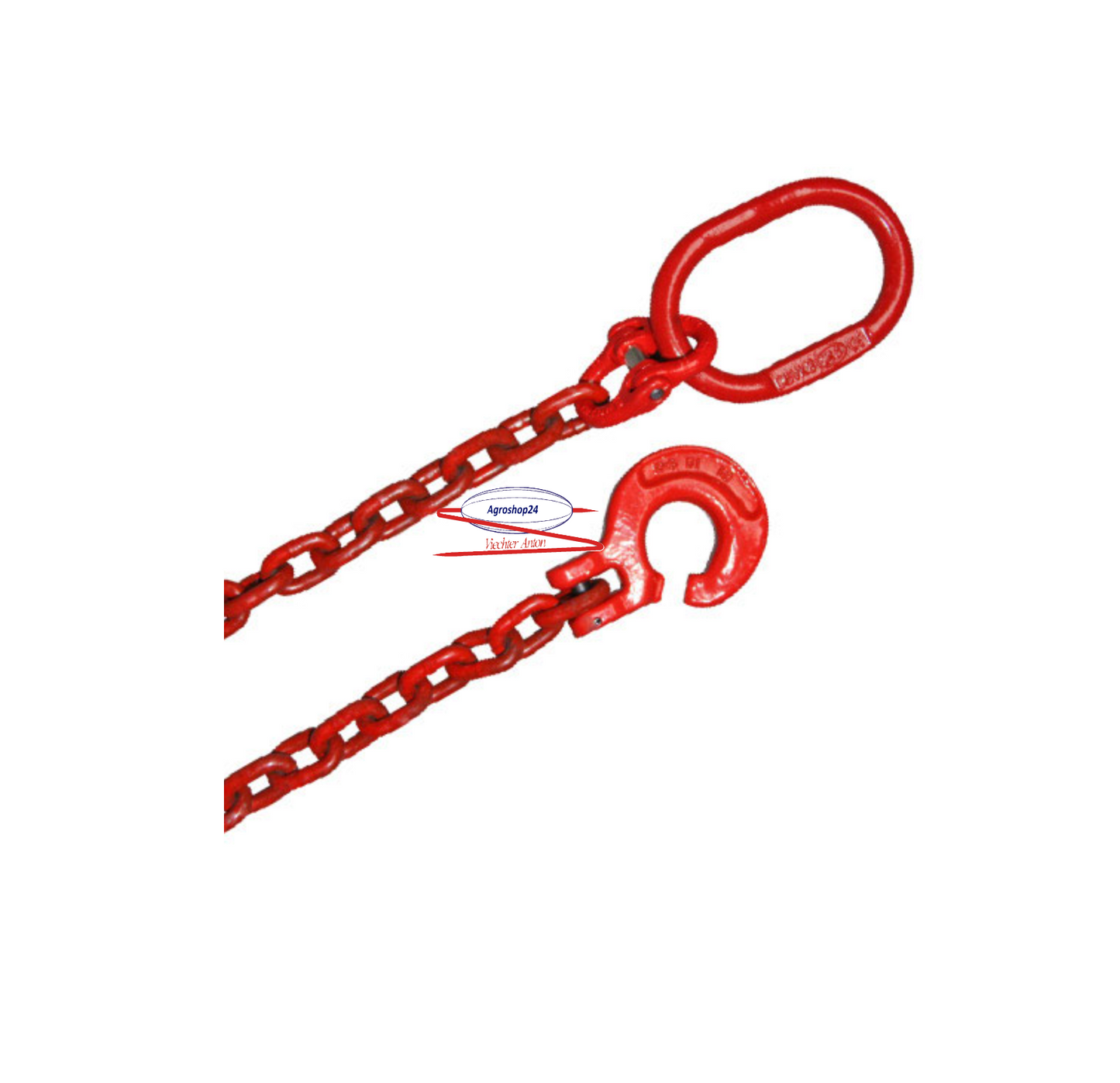 Rückekette vierkant mit Kuppelschlitzring 8mm / Länge:2/ 2,5/ 3,0m/ 4500daN / Güteklasse 8