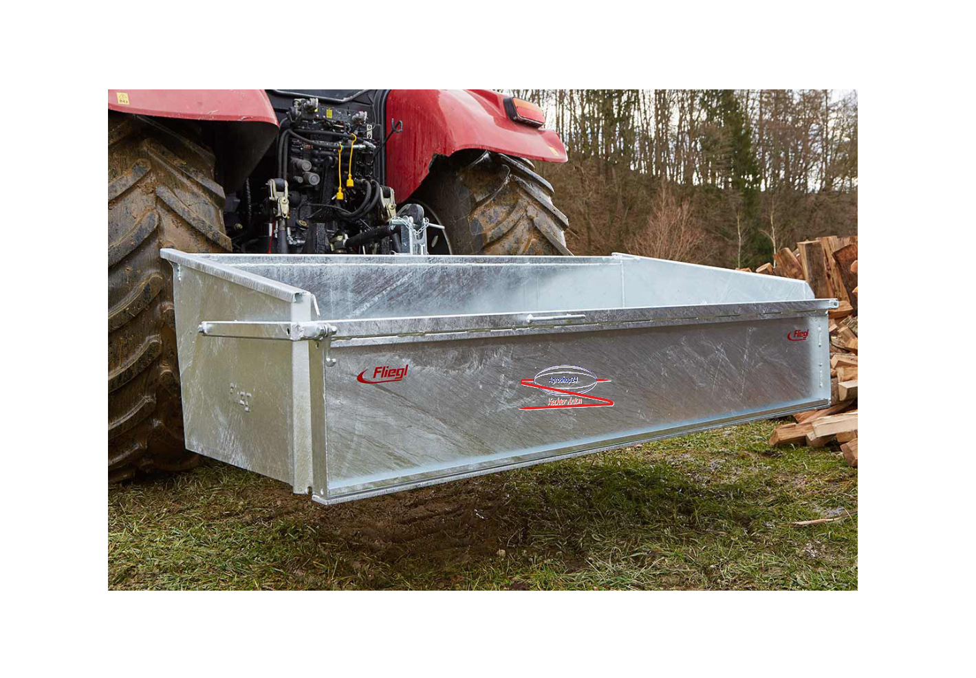 Fliegl Heckschaufel 1,2m bis 2,2m mechanische Heckmulde verzinkt, Heckcontainer Kat2