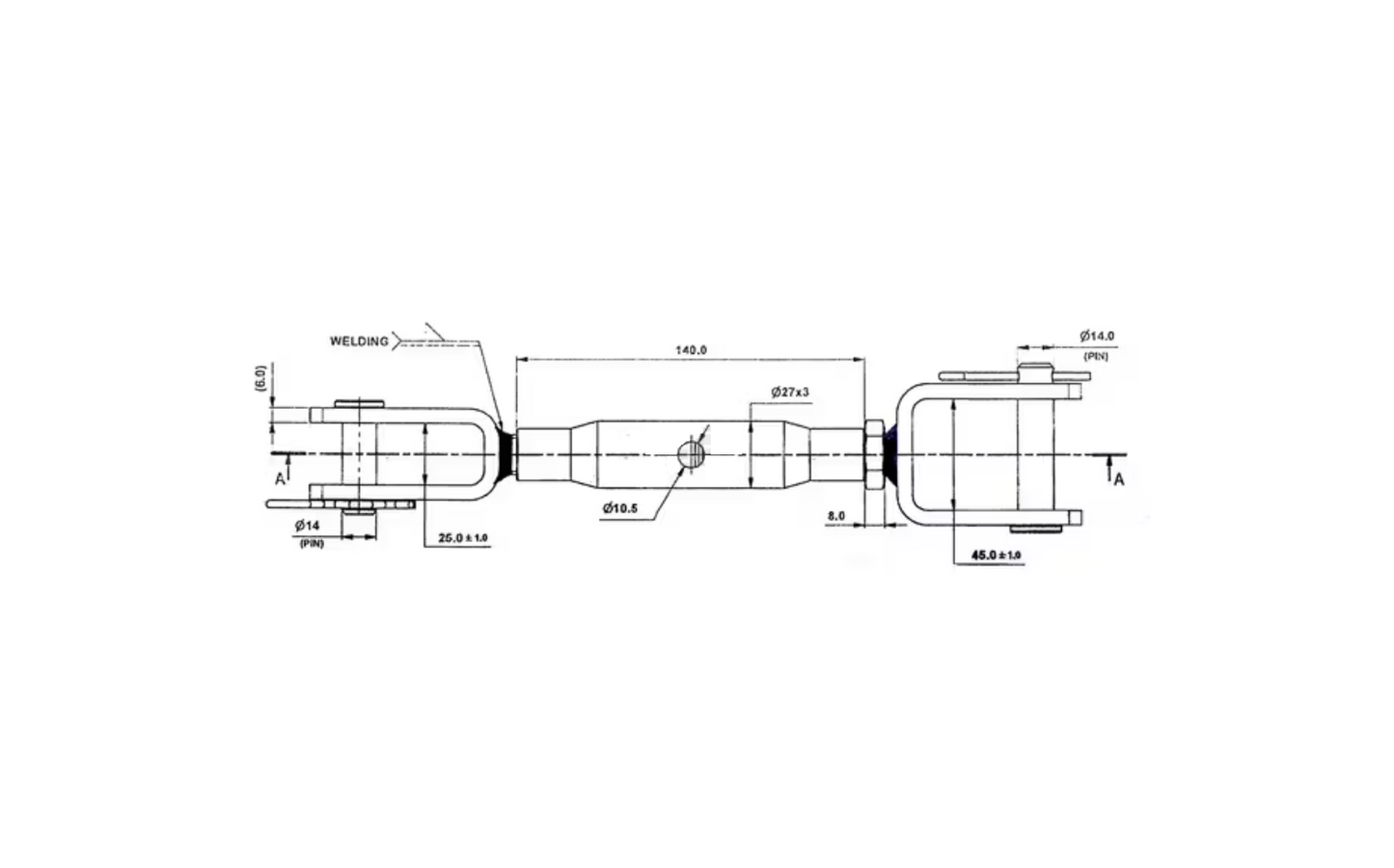 Kramp Hubstange verstellbar 270mm -355mm Bohrung 15mm