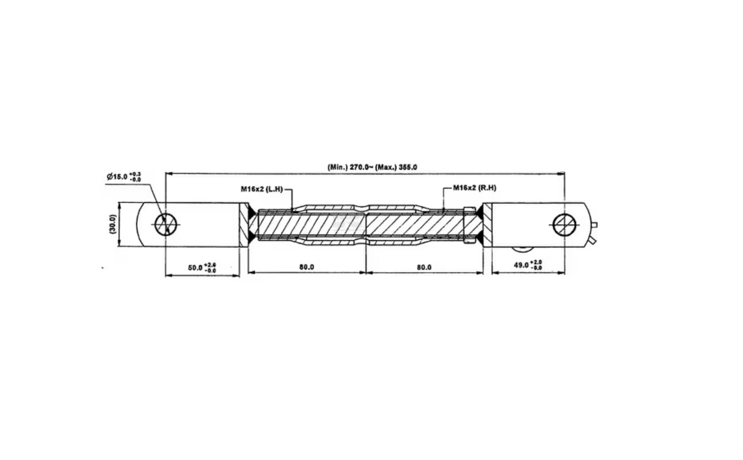Kramp Hubstange verstellbar 270mm -355mm Bohrung 15mm