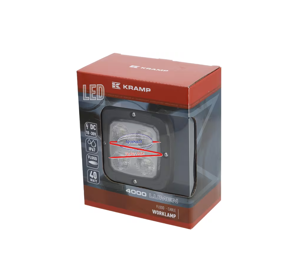 LA10044 Arbeitsscheinwerfer LED, 40W, 4000lm, quadratisch, 10-30V,  Flutlicht, Kramp