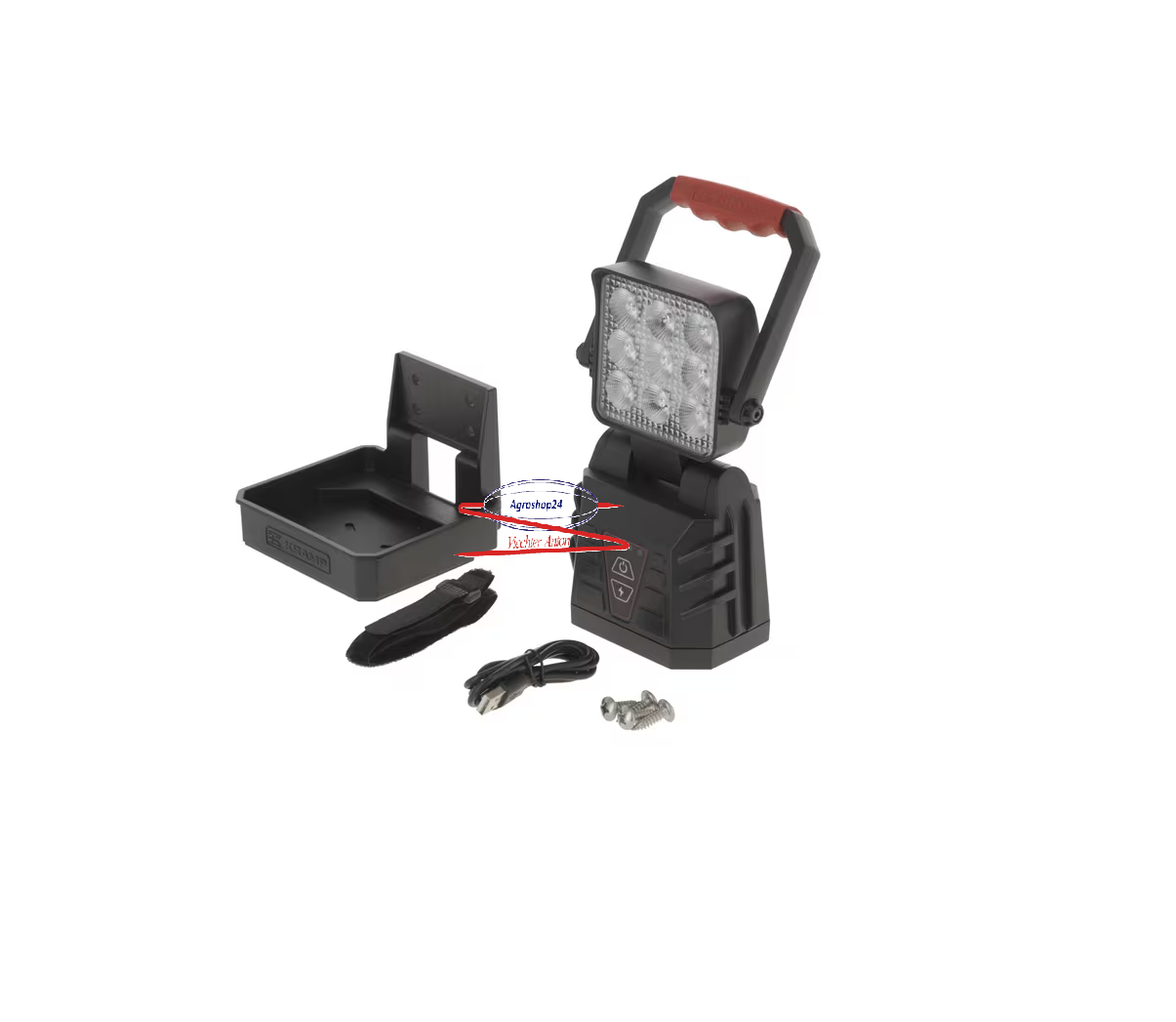 Arbeitsleuchte LED wiederaufladbar, weiß/orange, 9 Hochleistungs-LEDs, mit Wandhalterung