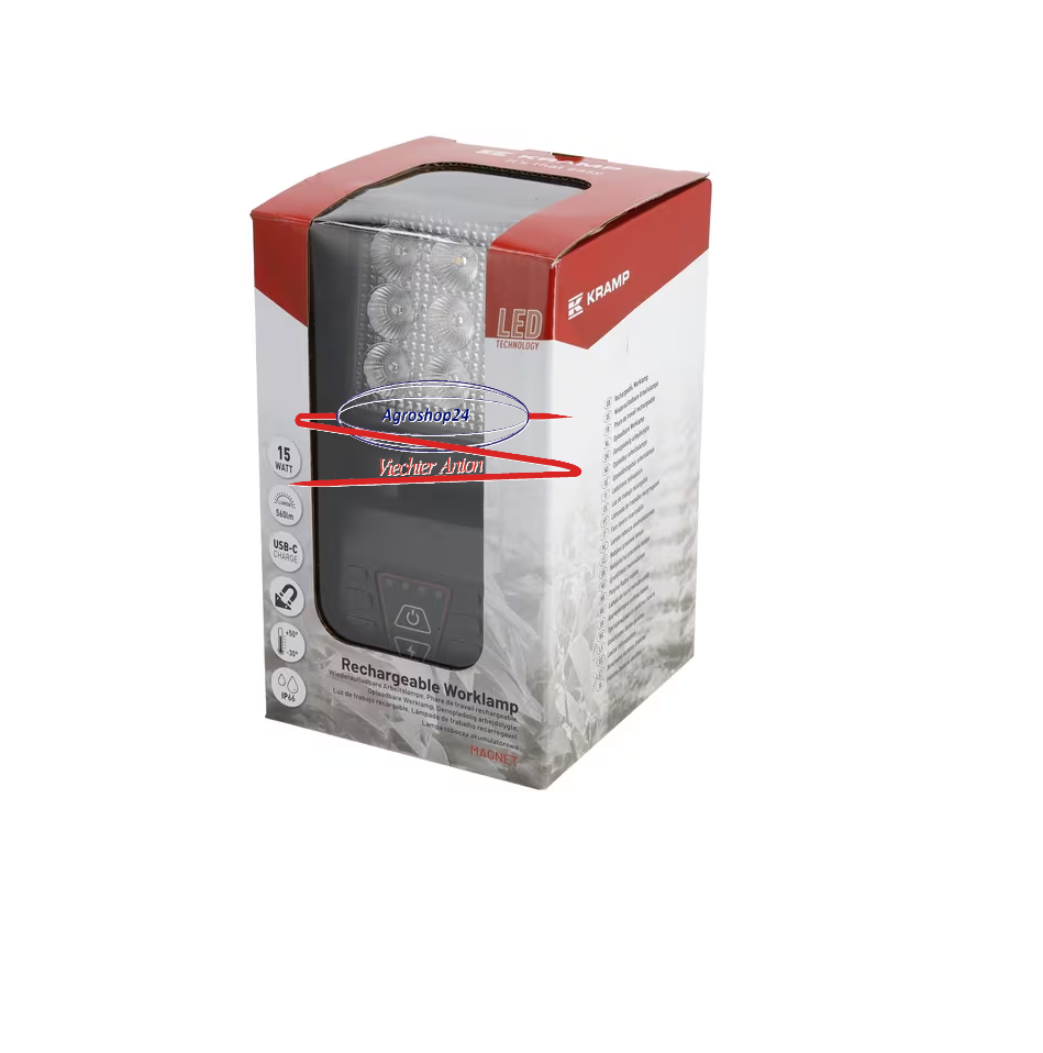 Arbeitsleuchte LED wiederaufladbar, weiß/orange, 9 Hochleistungs-LEDs, mit Wandhalterung