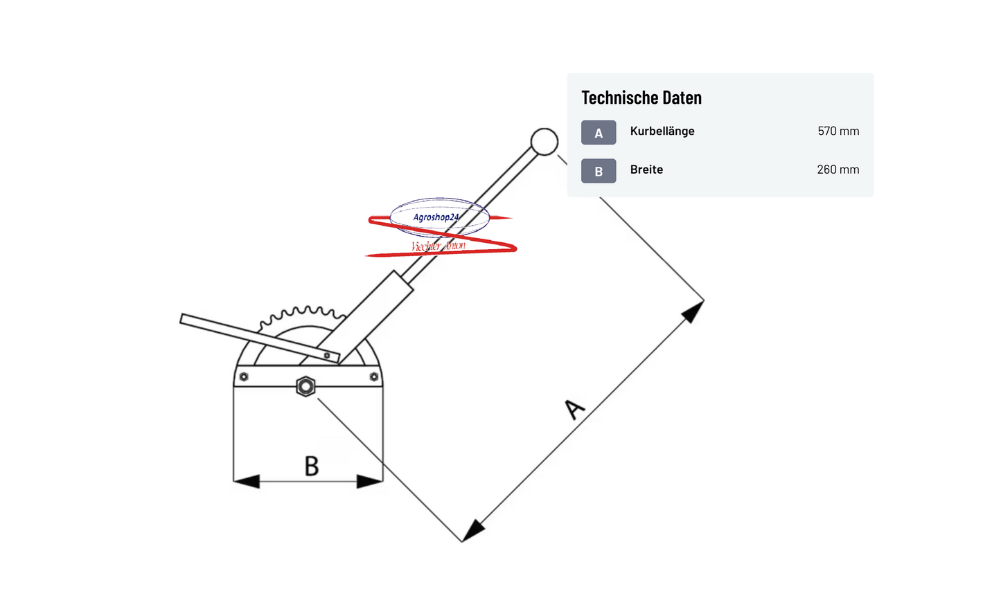LEV1 Handbremshebel 570x260mm Anhänger Gummiwagen Landwirtschaft