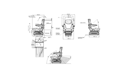 Schleppersitz, Traktorsitz Sitz K-Lux, luftgefedert, 490 mm, 12 V, schwarz