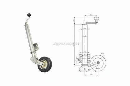 Kramp Stützrad 200x60 Anhänger Wohnwagen Kipper