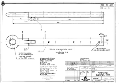 Zugstange 665mm AVM 80 BPW Auflaufeinrichtung  Kipper Unsinn Reisch