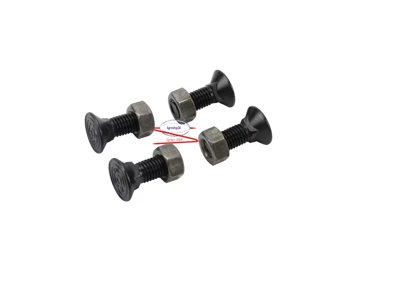 Pflugschar Schrauben und Muttern verpackt M10 x 30mm 10.9 4Stk.