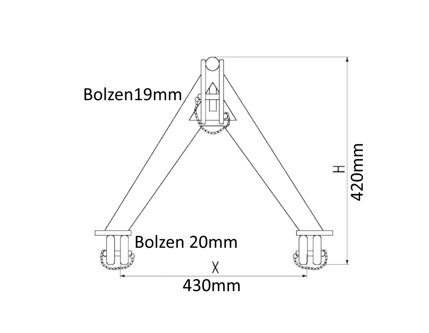 Schlepperdreieck + Gerätedreieck Kat Kommunal Kupplungsdreieck Set 430mm
