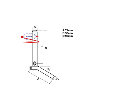 TL150759 Bolzen 22x93mm Kat1 mit Kette und Klappstecker Schlepperdreieck Traktor
