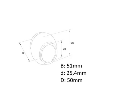 Oberlenkerkugel Kat.2/2 Ø25,4/50x51mm