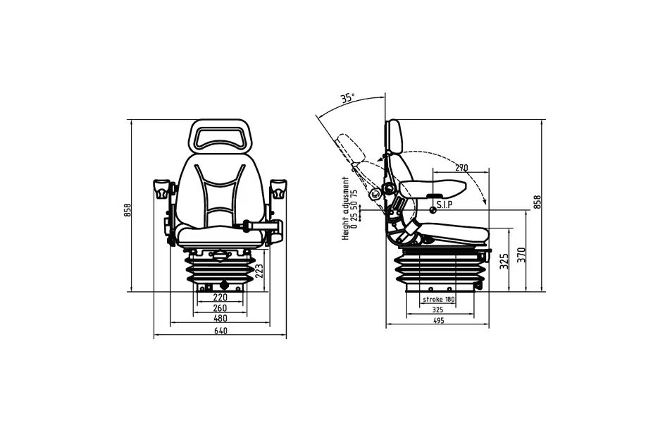 Schleppersitz, Traktorsitz Stoffsitz mechanisch gefedert