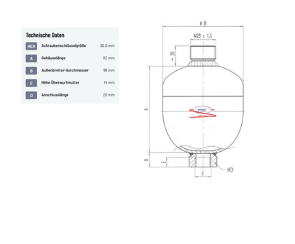 SAIP Membranspeicher 0.35ltr, 210bar