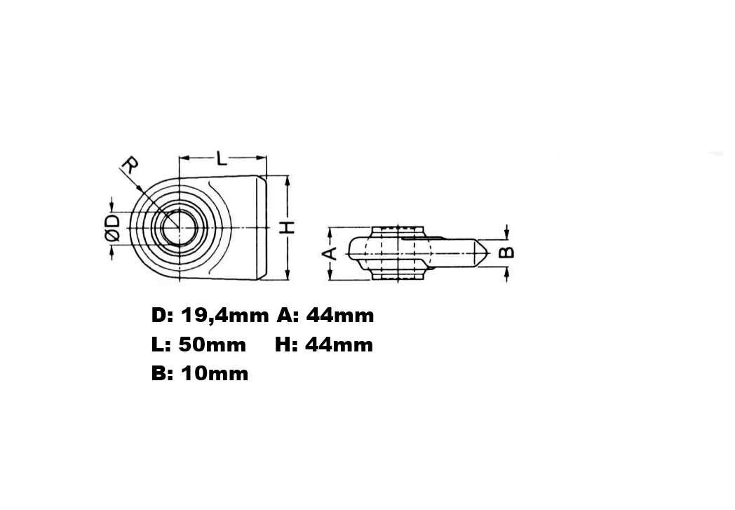 Kramp Anschweißkugel flach Kat.1 19,4 mm Unterlenkerauge