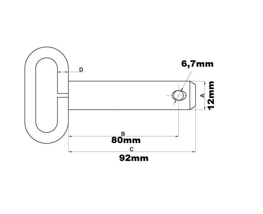 Bolzen mit Griff 12x92mm Kramp