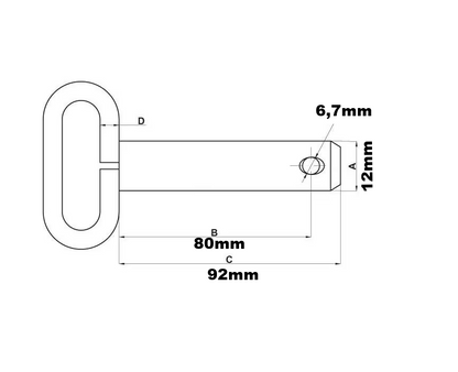 Bolzen mit Griff 12x92mm Kramp