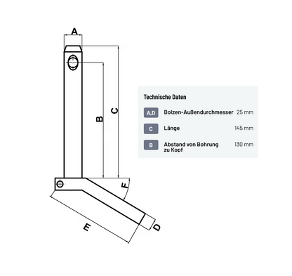 Bolzen mit Griff 25x130mm Kat.2 Kramp
