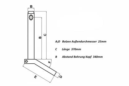 Bolzen mit Handgriff 25x340mm Kat. II