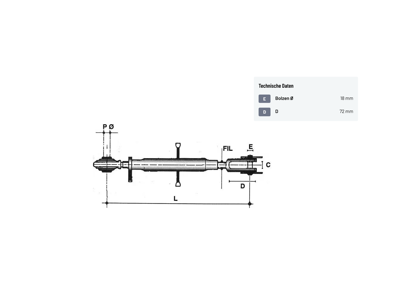 Kramp Hubstange 580mm Traktor Heckhydraulik