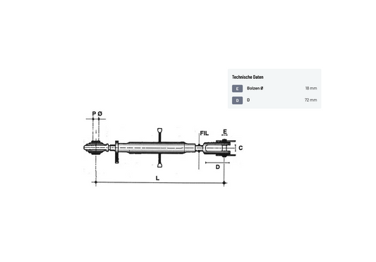 Kramp Hubstange 580mm Traktor Heckhydraulik